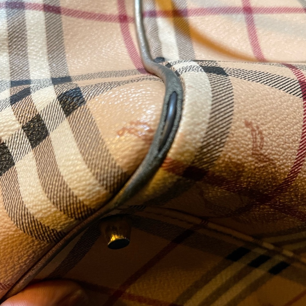 Burberry Tan and Black Plaid Tote Bag - Picture 12 of 15